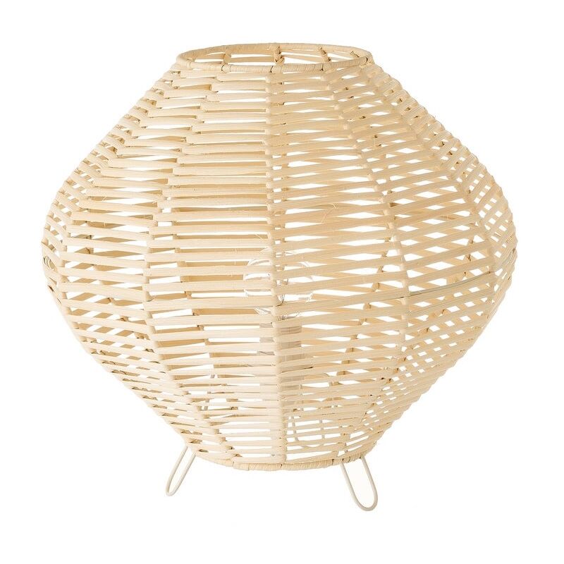 

Lámpara de mesa trenzada con varillas de rattán y metal en beige de Ø 30x28 cm