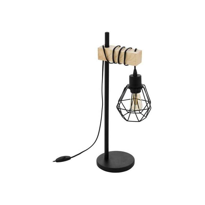 

Lámpara de mesa vintage Eglo de metal y soporte de madera 220-240 V IP20 | hierro