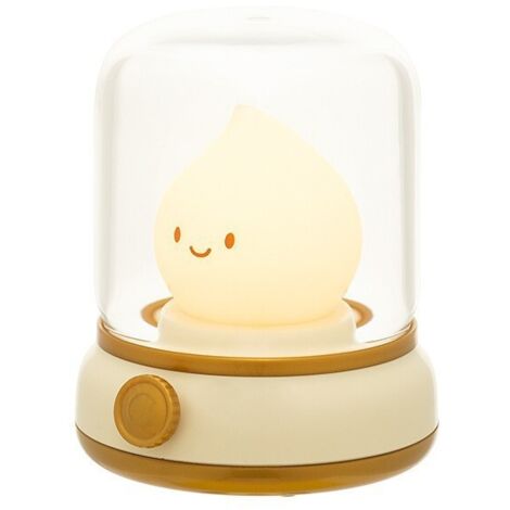 Lámpara de mesilla de noche, luz nocturna infantil para dormitorio/sala de estar, lámpara de mesilla de noche LED con modo cálido y modo vela (parpadeo), lámpara recargable por USB