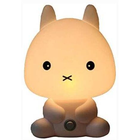 Lámpara de mesilla infantil, LED, decoración de mesa, estándar UE, plástico, blanco, conejo