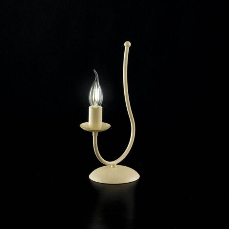 Lámpara de mesita de noche en decape marfil hierro una luz 18x h35 cm