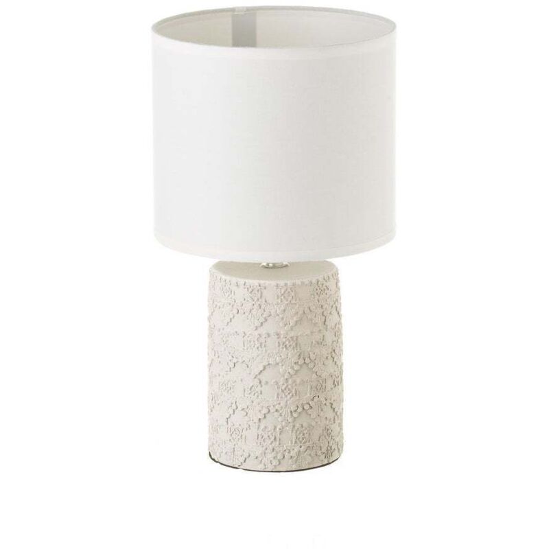 

Lolahome - Lámpara de mesita de noche grabada shabby chic de cemento beige de 33x18x18 cm