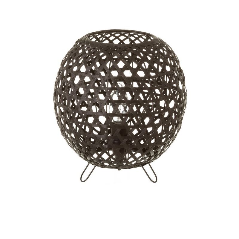 

Lolahome - Lámpara de mesita de noche rústica de bambú negra de 23x20x20 cm
