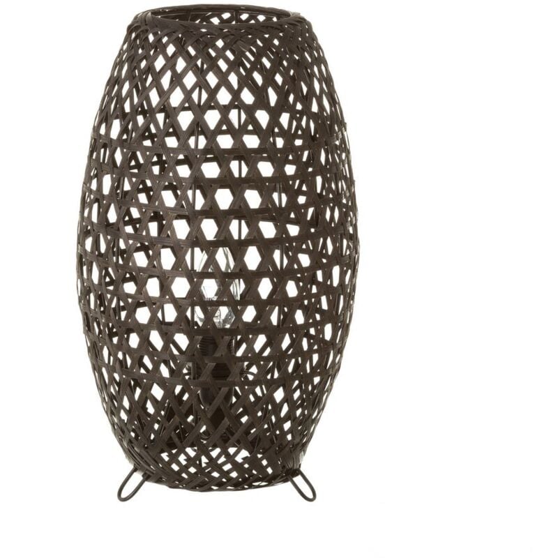

Lámpara de mesita de noche rústica de bambú negra de 35x20x20 cm