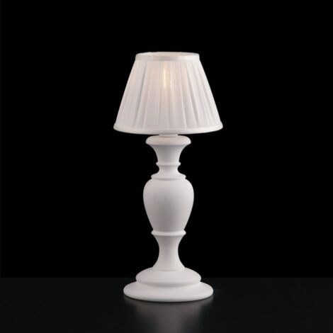 Lámpara de mesita de noche shabby de madera y pulpa de madera blanca 36 cm