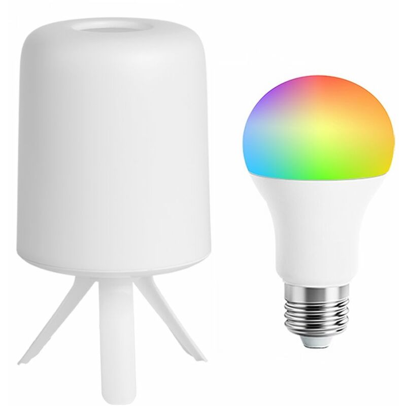 

Lampara de mesita de noche ZhiRui, luz LED E27, bombilla RGB, luz colorida de escritorio, luz de atmosfera, que funciona con la aplicacion, version