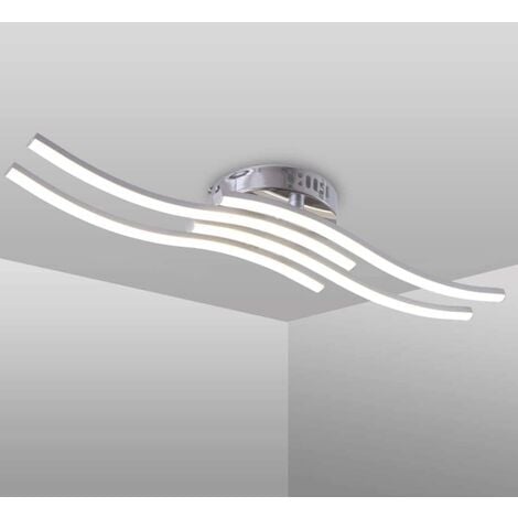 Lámpara de metal moderna Panel de acrílico blanco, luces de techo LED, lámpara de forma de onda de 24 W 5500 K para el hogar Sala de estar Baño Cocina Dormitorio Salón Pasillo