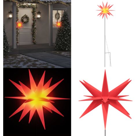 Lámpara de Navidad con LED y estaca tierra plegable roja 57 cm - Lámpara LED - Decoración Navideña
