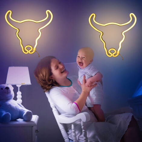Lámpara de neón con forma de vaca, luz LED decorativa para el hogar, bar o bodas.