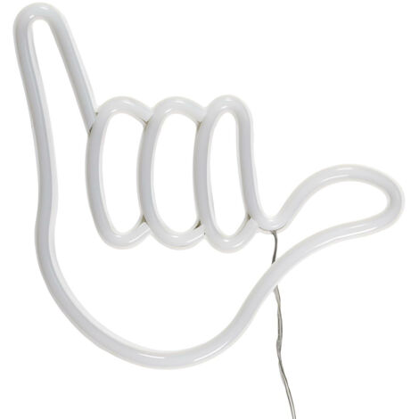 Lámpara de neón LED con forma de mano, blanca, USB