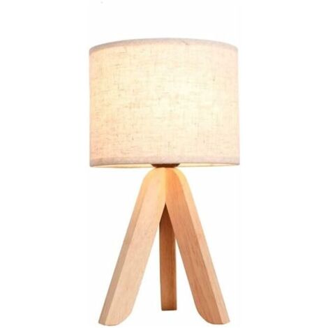 Lámpara de noche con trípode de madera CHOYCLIT, lámpara de mesa de madera nórdica con personalidad creativa, lámpara de noche para dormitorio de estudio, lámpara de mesa de arte decorativo para sala 