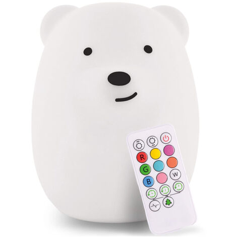 Lámpara de noche de oso de silicona, lámpara ambiental que cambia de color, regalo para niños.