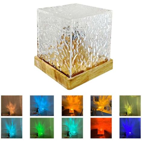 Lámpara de noche giratoria con agua de Netflix, lámpara de noche creativa, lámpara de mesa dinámica, 16 cambios de luz, control remoto, brillo ajustable, modelo A enchufable