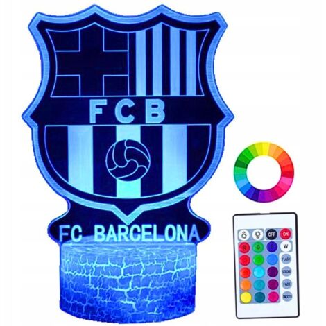Lámpara de Noche Infantil Escudo FC Barcelona 16 LED 3D + Mando a Distancia