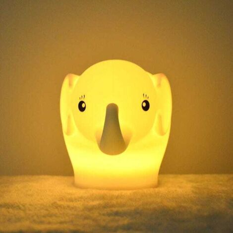 Lámpara de noche infantil, lámpara de elefante de silicona suave, 9 colores, lámpara de mesilla para bebé, control remoto recargable, luz nocturna LED