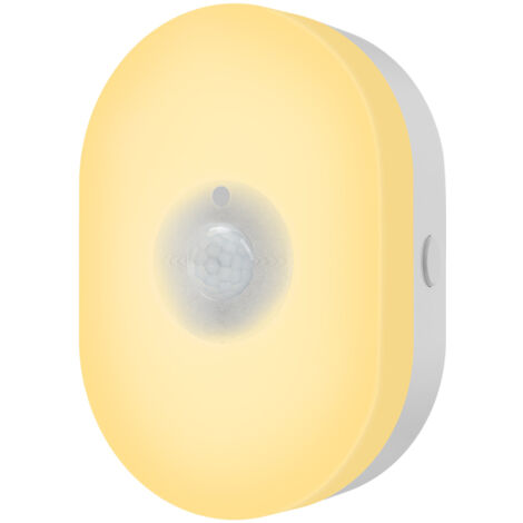 Lámpara de noche inteligente Tuya WiFi con detección de movimiento, múltiples niveles de brillo, control por smartphone y compatibilidad con Google Home.
