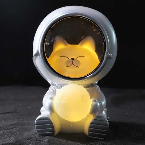 Lámpara de noche LED con forma de astronauta para habitación infantil, lámpara lunar de astronauta, luz decorativa de escritorio de guardián galáctico, regalo de cumpleaños (gato espacial).