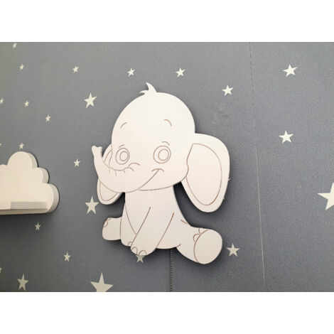 Lámpara de noche LED con forma de elefante que funciona con pilas