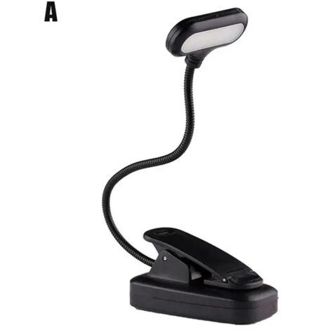 Lámpara de noche LED con protección ocular, minilámpara de escritorio con clip ajustable, funciona con pilas, flexible para viajes y lectura en el dormitorio.