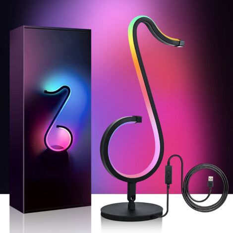 Lámpara de noche LED, luz nocturna USB colorida, lámpara de escritorio RGB regulable, control de aplicación, lámpara de escritorio RGB con modo de música, adecuada para sala de estar, habitación de ni
