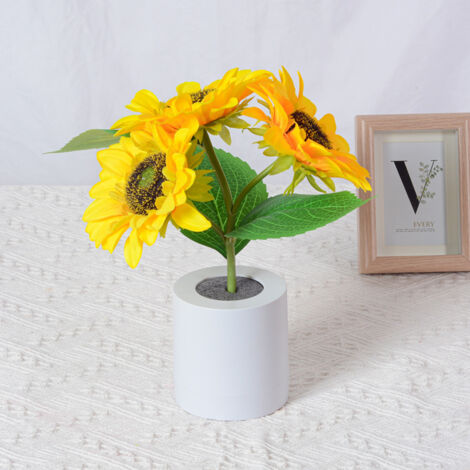 Lámpara de noche LED recargable con forma de girasol y 3 cabezales, ideal para la decoración del dormitorio, iluminación ambiental y como regalo de cumpleaños para niñas.