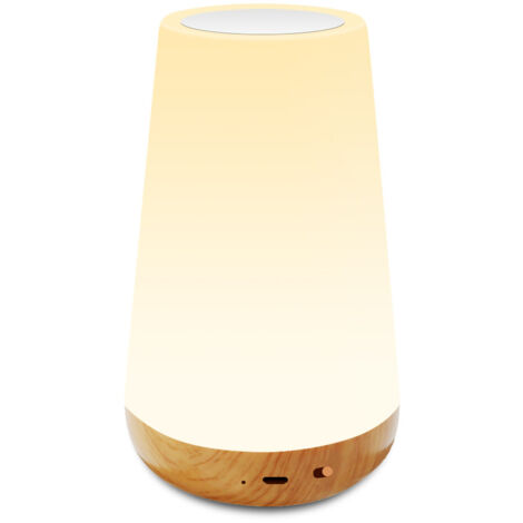 Lámpara de noche LED recargable con luz blanca cálida para dormitorio, habitación infantil y sala de estar.