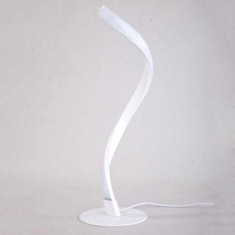Lámpara de noche moderna blanca en espiral con luz ambiental, ideal para dormitorios, habitaciones de invitados y mesitas de noche, luz blanca fría.