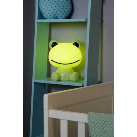 Lámpara de noche para habitación infantil con forma de rana dodo, verde, 3 W, H.24 cm