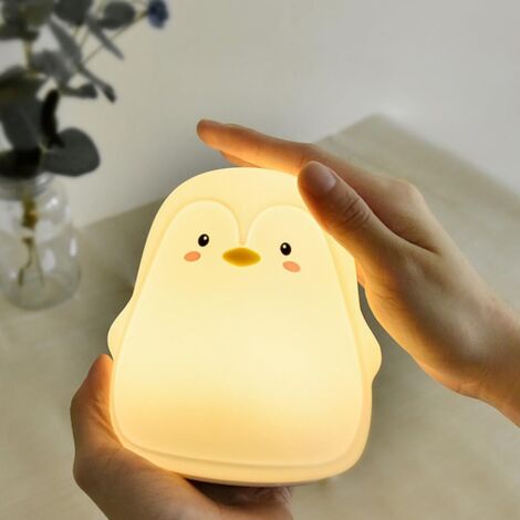 Lámpara de noche recargable de silicona con forma de pingüino de dibujos animados Creative Touch