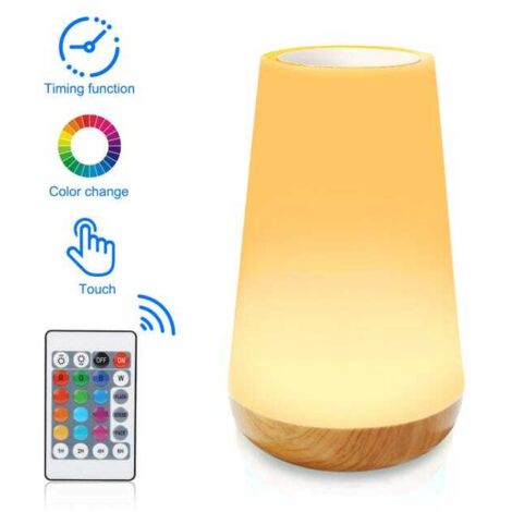 Lámpara de noche táctil, lámpara de mesa LED regulable, lámpara de escritorio con carga USB, cambio RGB para dormitorio o mesita de noche.