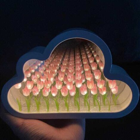 Lámpara de noche Tulipán, lámpara de espejo Nube, luz nocturna, lámpara de mesita de noche, dormitorio, sala de estar, decoración de oficina, regalo de cumpleaños, rosa