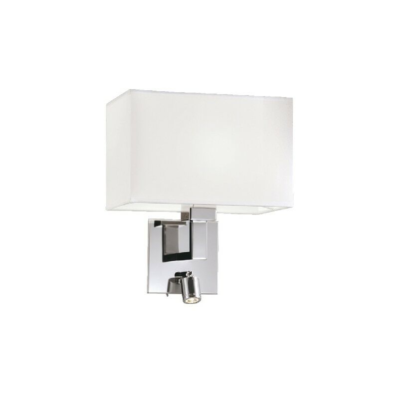 

Homemania - Lampara de pared Baltimore - de pared - Blanco en Tejido, acero, 26 x 17,5 x 30 cm, 1 x E27, Max 42W - 1 x LED 1W, 90 LM , 3000K