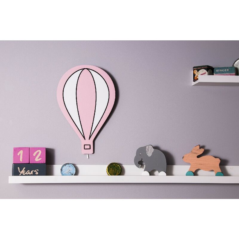 

Lampara de Pared Cappodocia Balloon - Globo aerostatico, Apliques - para ninos - para dormitorio - Rosa, Blanco, Negro en MDF, 25 x 3 x 40 cm, 3 x