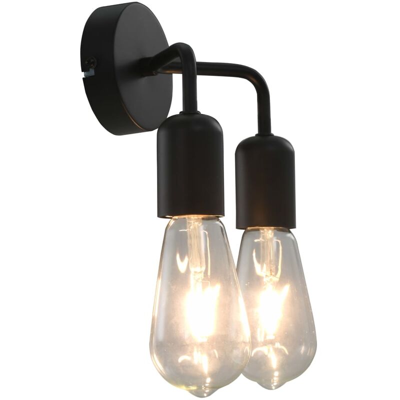 

Lampara de pared con bombillas de filamento 2 W negro E27