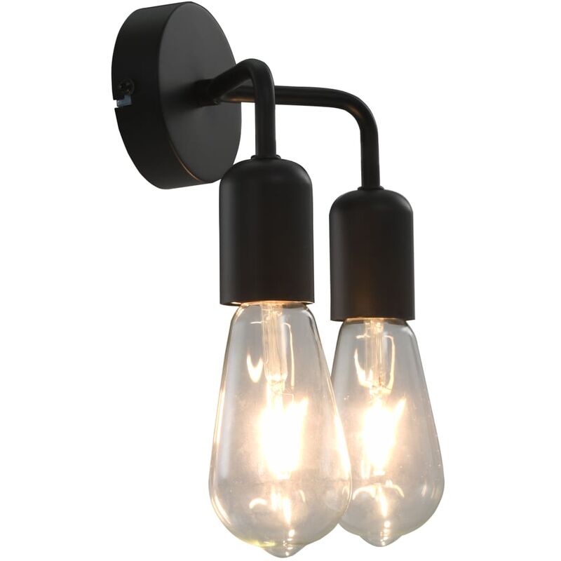 

Lámpara de pared con bombillas de filamento 2 W negro E27