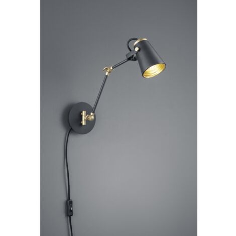 Lámpara de pared con brazo ajustable Edward Black con interior dorado Trio Lighting