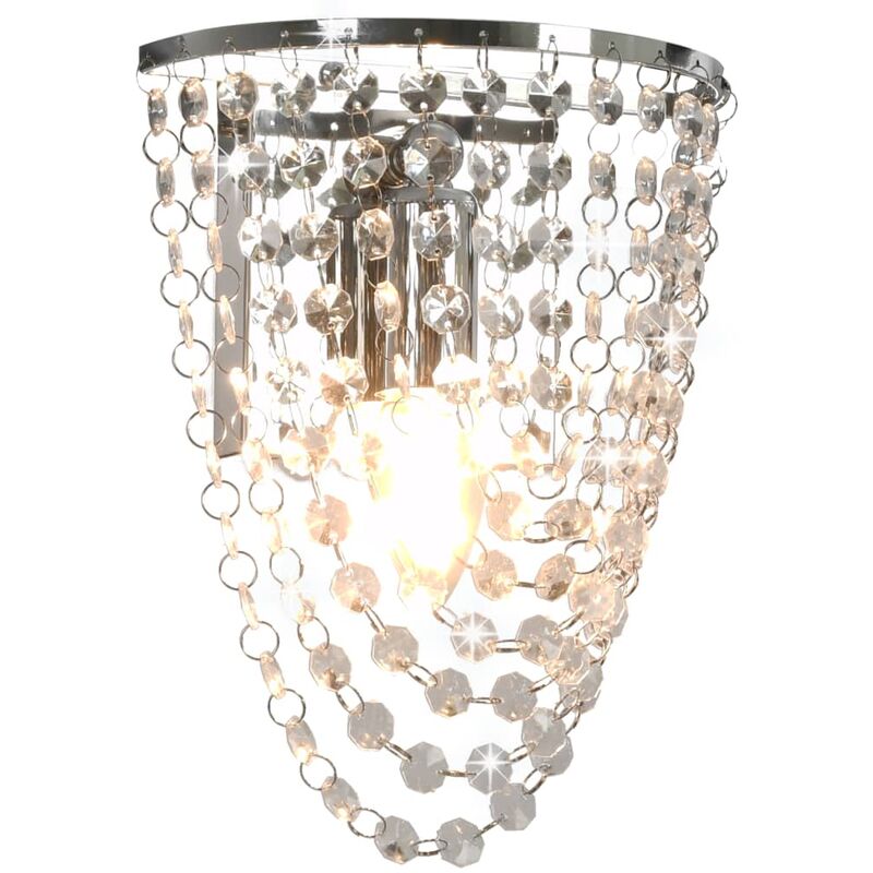 

Lámpara de pared con cuentas cristal plateado ovalada E14