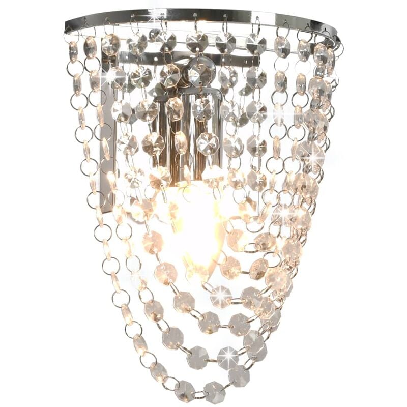 

Lámpara de pared con cuentas cristal plateado ovalada E14