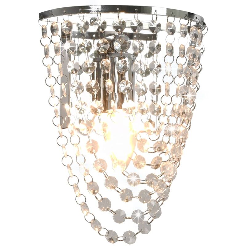 

Lámpara de pared con cuentas cristal plateado ovalada E14 - Plateado - Vidaxl