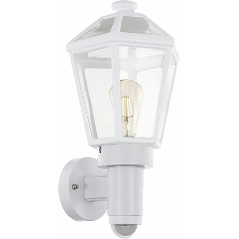 

Lámpara de pared con detector de movimiento para exterior Lámpara de pared lámpara de jardín linterna fachada, blanco, 1x E27, L x H 19,5 x 43 cm