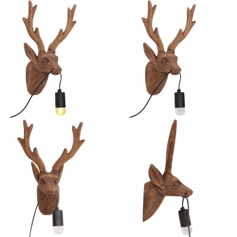 Lámpara de pared con forma de animal 25 W E27 28x20x40 cm - Lámpara de madera - Lámpara con forma de animal