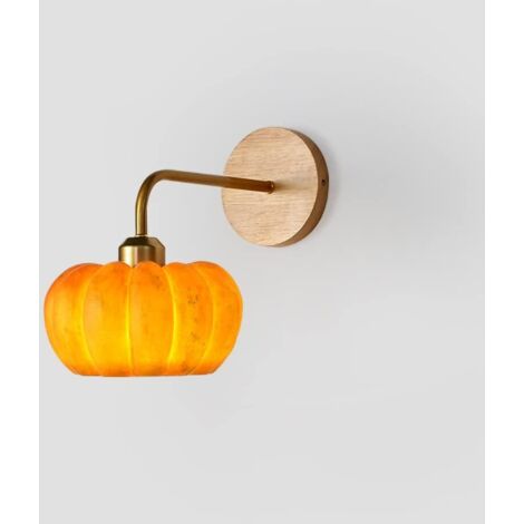 Lámpara de pared con forma de linterna de calabaza, lámpara de dormitorio infantil estilo wabi-sabi, lámpara de dormitorio antigua y retro, lámpara japonesa de Halloween, lámpara de noche - luz cálida