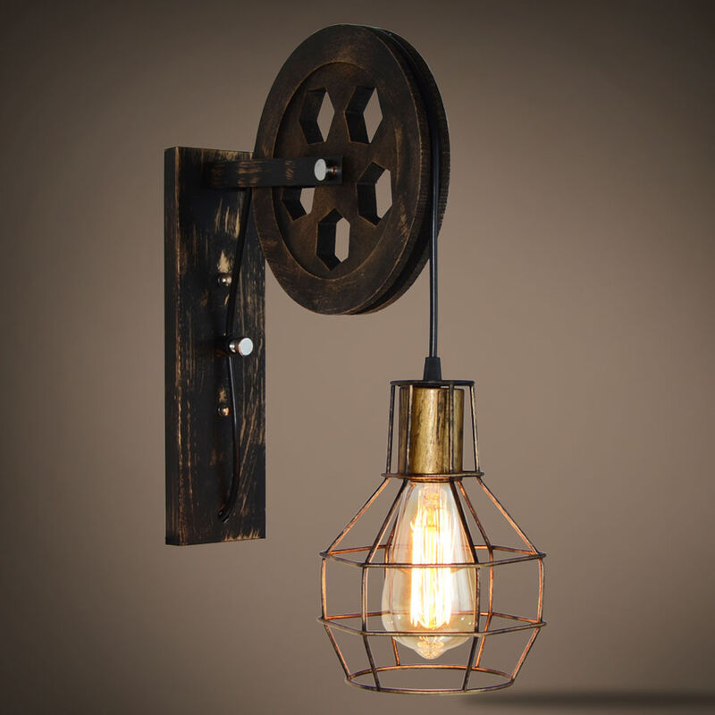 

Lampara de pared de ahorro de energia de hierro de metal antiguo, antiguo europeo