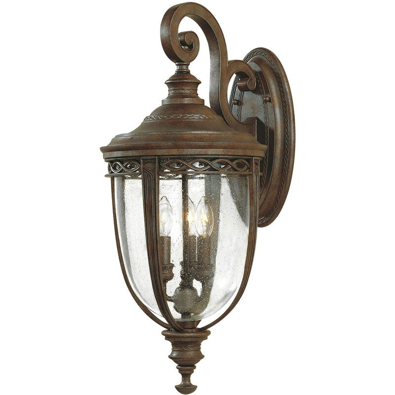 

English Bridle - Linterna de pared grande para exteriores de 3 luces Bronce británico ligero IP44, E14 - Elstead