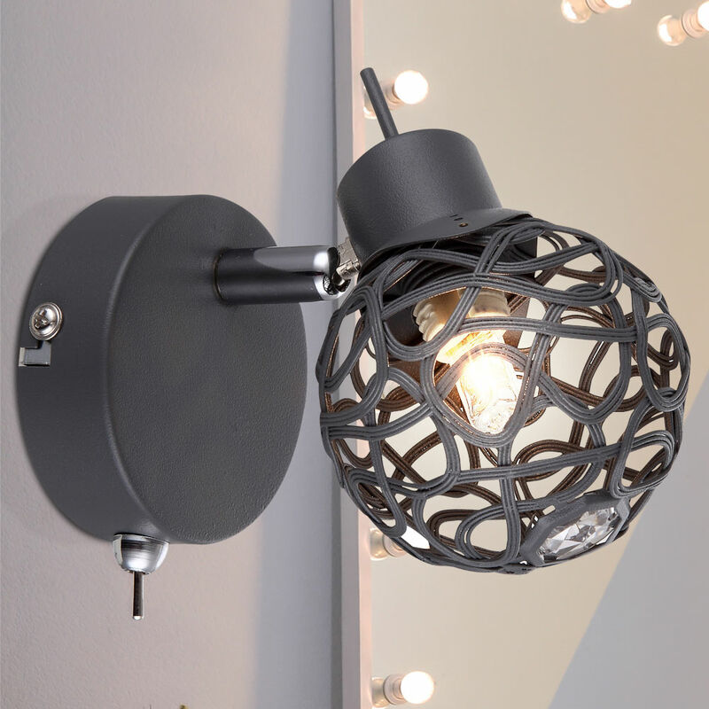

Lámpara de pared de cristal, foco trenzado de aluminio, punto de sala giratorio en un juego que incluye bombillas LED