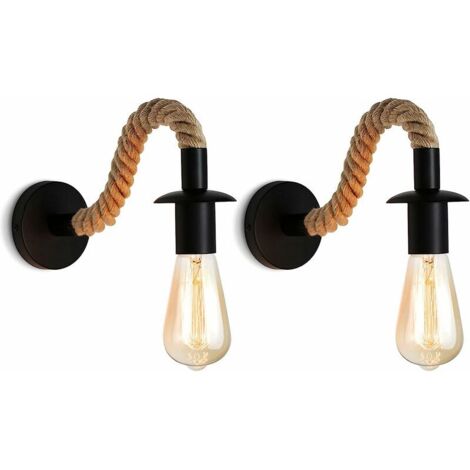 Lámpara De Pared De Cuerda De Cáñamo Vintage MINKUROW, Candelabro De Pared Industrial, Lámpara E27, 110/220v, 2 Uds.
