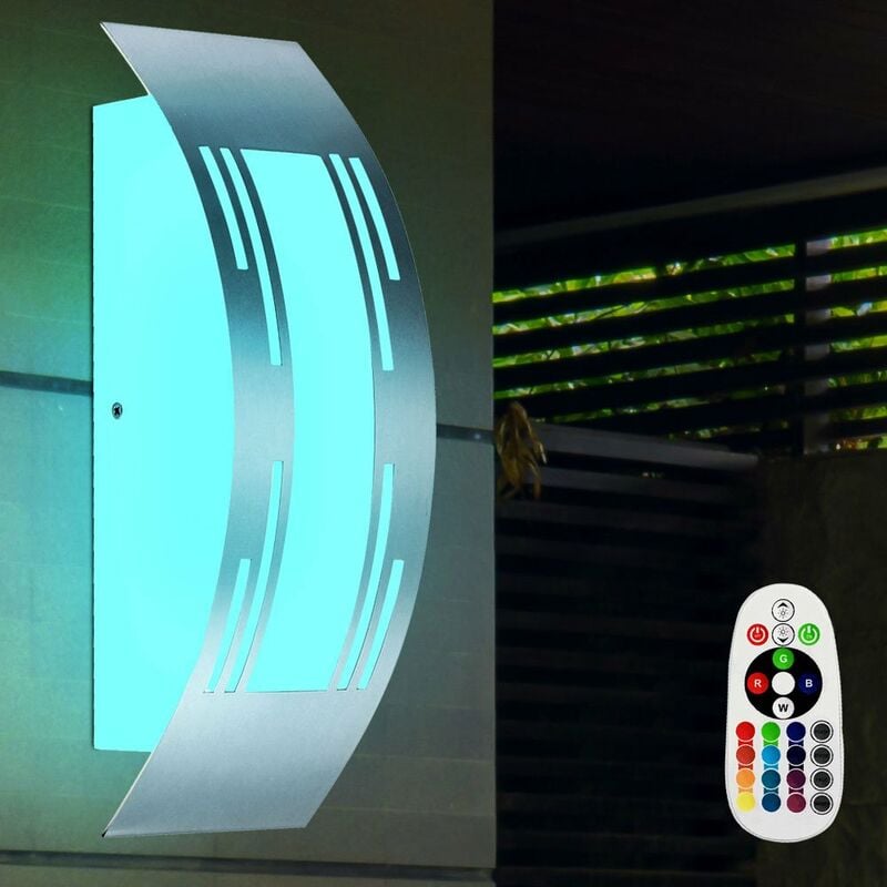 

Lámpara de pared de diseño con cambio de color, atenuador, iluminación exterior en un conjunto que incluye bombillas LED RGB