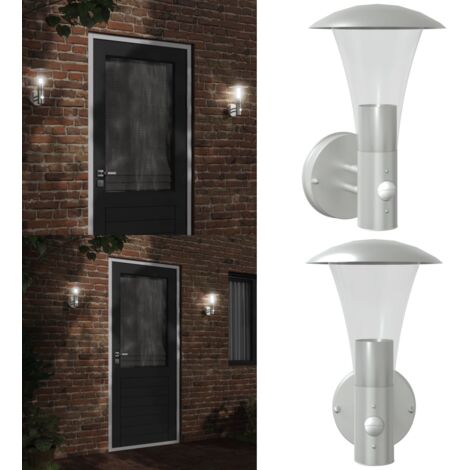 Lámpara de pared de exterior con sensor acero inoxidable - Lámpara de pared - Sensor de movimiento