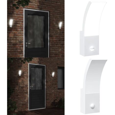 Lámpara de pared de exterior LED con sensor aluminio blanco - Lámpara de pared - Sensor de movimiento