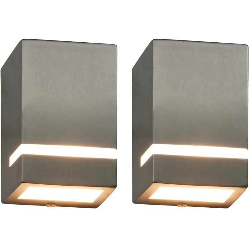 

Lámpara de pared de jardín 2 uds 35 W rectangular plateada